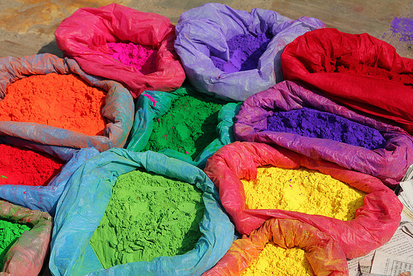 Typical powder dyes used during holi
