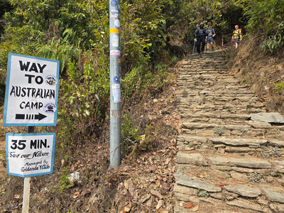 Steps lead the way at the start of the trek to Australian Camp