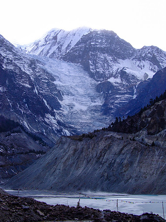 Ngawal Lake and Glacier on the Annapurna Circuit Nepal