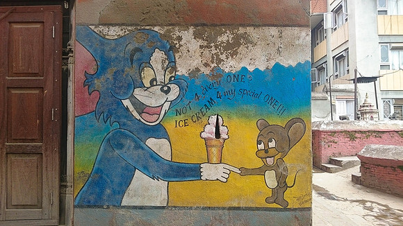 Tom and Jerry Street Art in Kathmandu