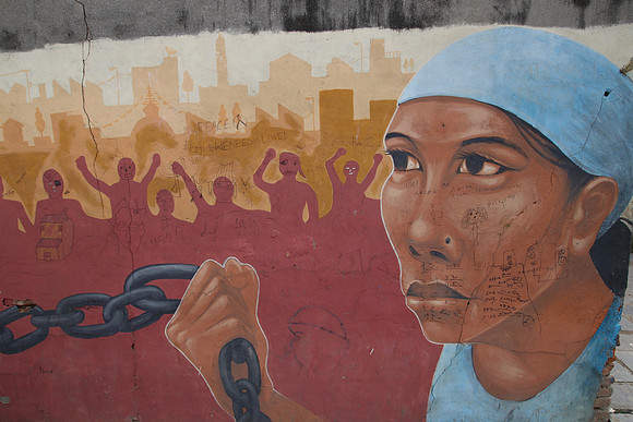 Street art in Kathmandu depicting oppression