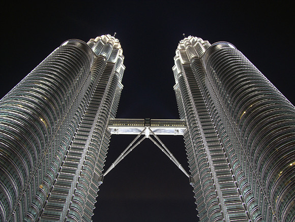Petronas Towers is at night