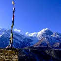 Prayer Flags over the Annapurna Mountains - Nepal