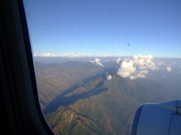 Looking out an airplane window at Kathmandu_resize