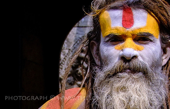 Close up of a Sadhu holy man at Shivaratri Nepal www.thelongestwayhome