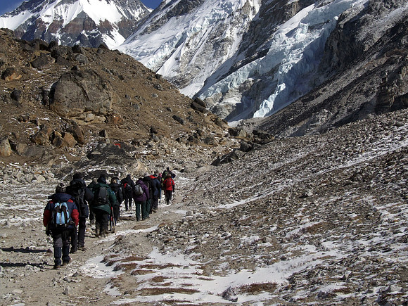 Group on a tour to Everest Base Camp Nepal